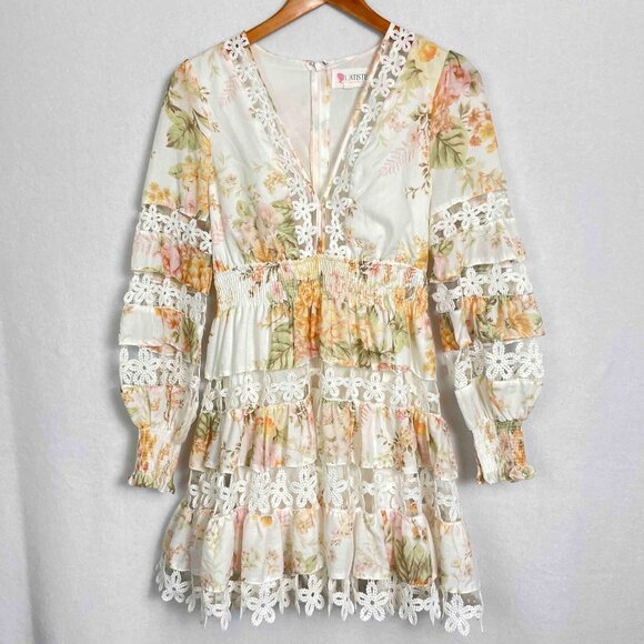L'ATISTE Dresses & Skirts - L'ATISTE Pastel Floral Lace-Trim Mini Dress